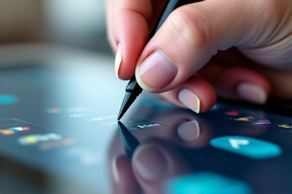 Mano che scrive su un tablet, simboleggiando la comunicazione digitale e la facilità di contatto.