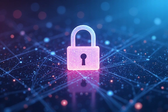 Digital privacy concept with padlock and data